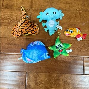 5 sea animals plush toys